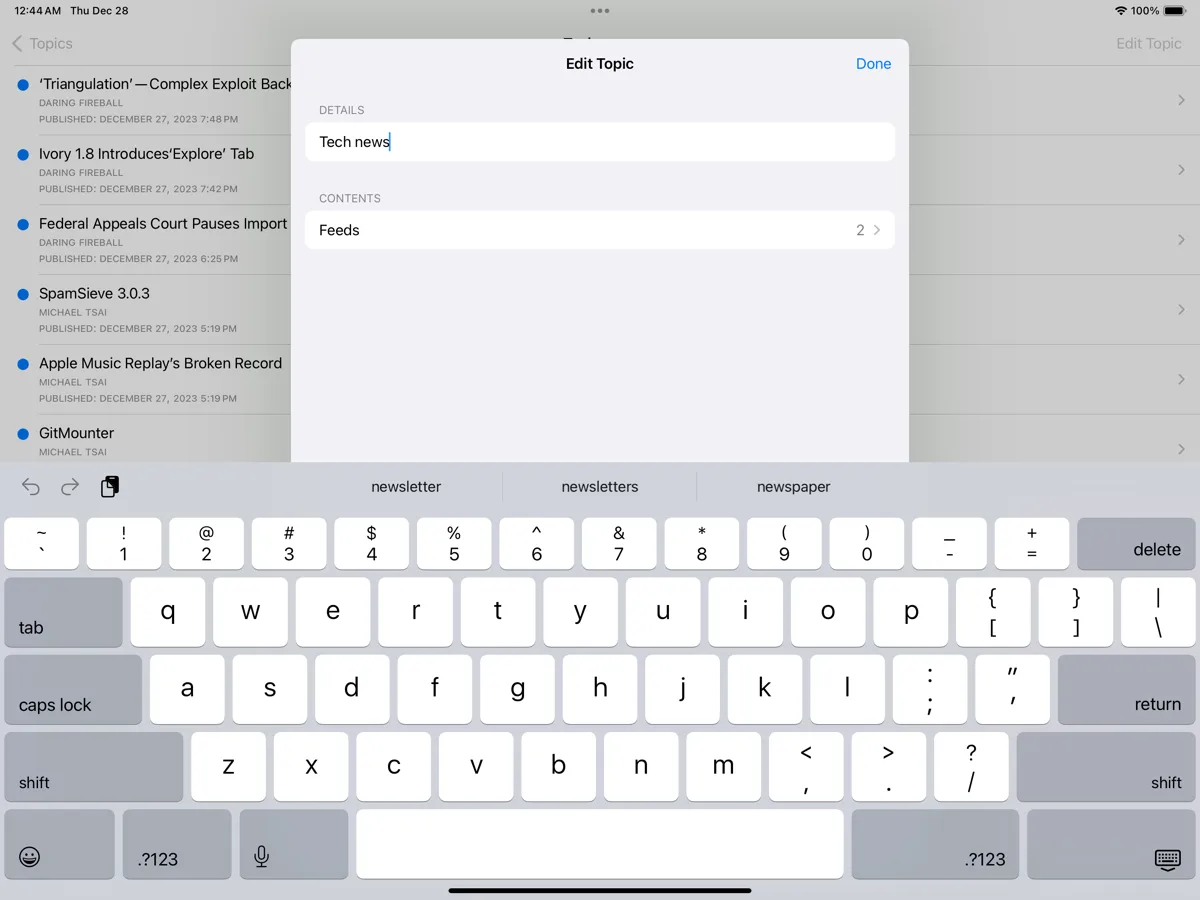 Surfboard running on iPad Pro